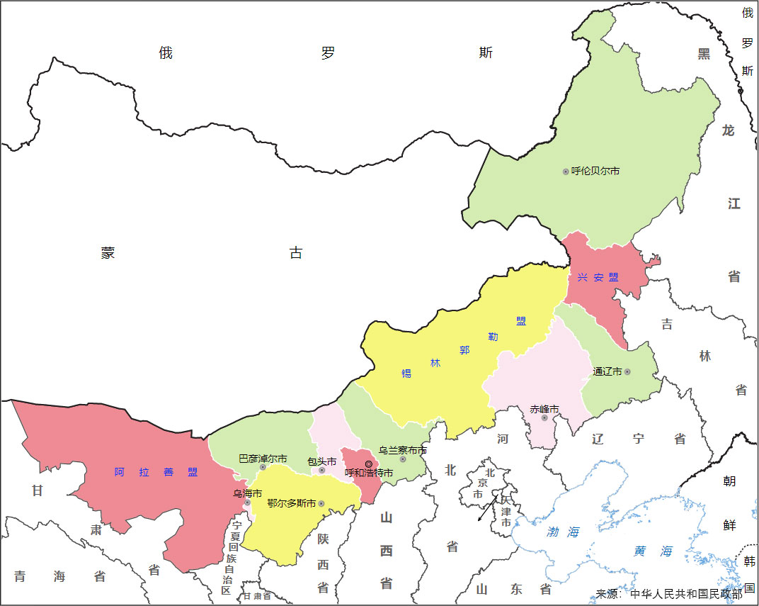 内蒙古自治区行政区划图